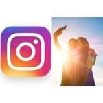 Instagram logo and other image show a girl and a boy