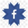 Facebook logo in centre with stars