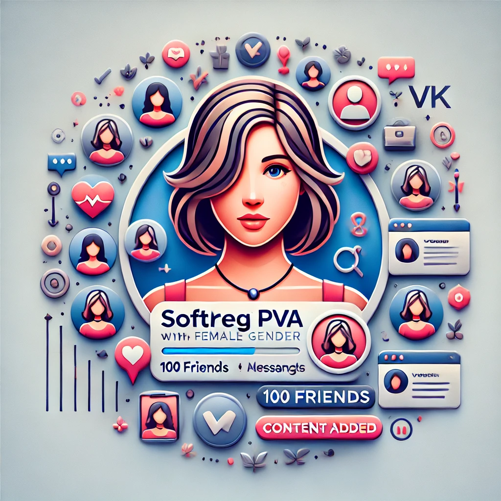 Softreg PVA VK Account Female Gender with 100 Friends and Content added to the Profile