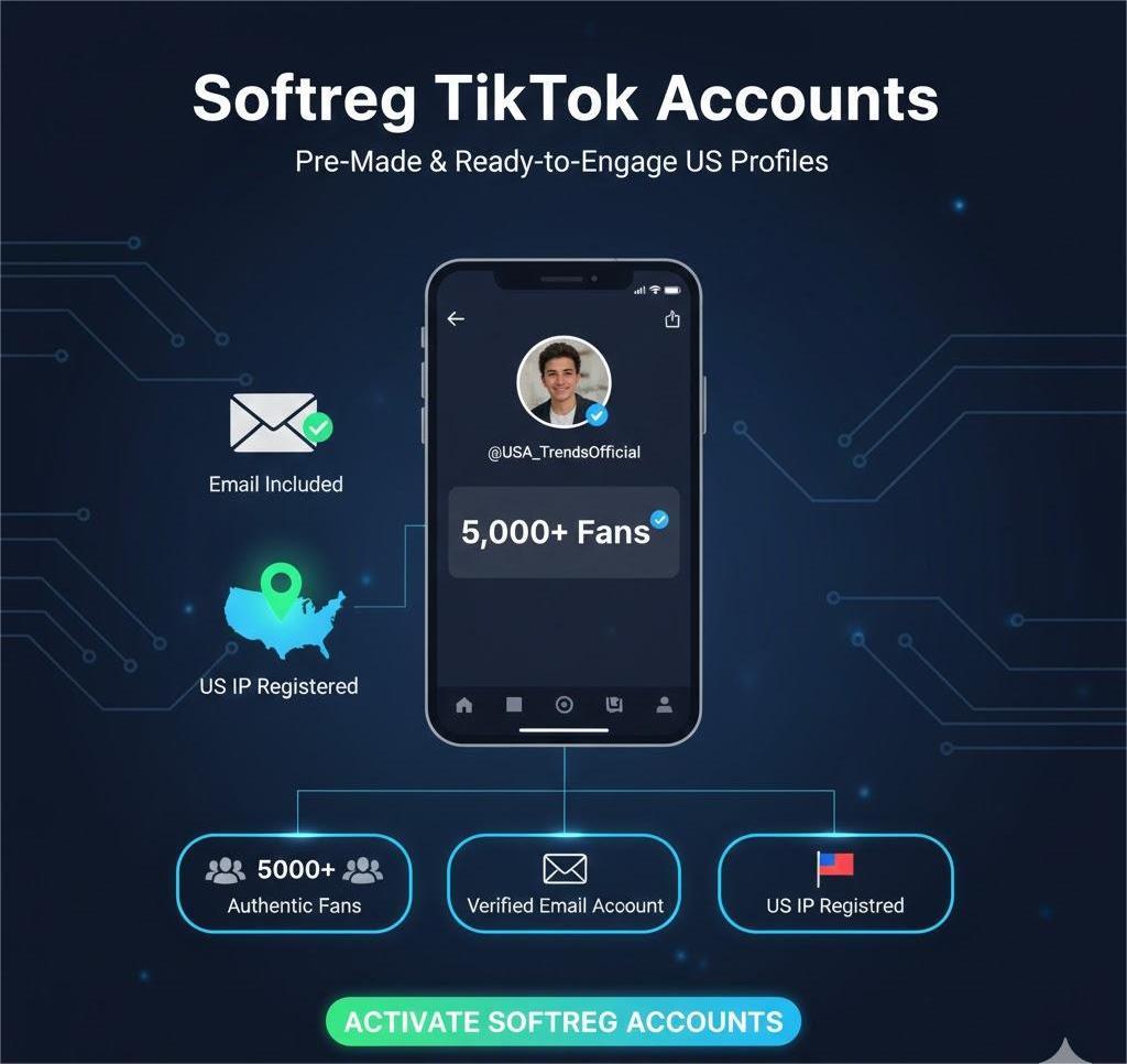 Softreg TikTok Accounts with 5000 Fans, email included US ip Registered