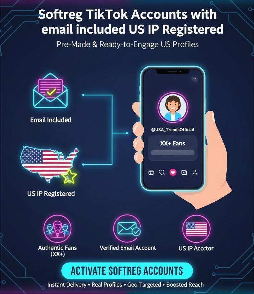Softreg TikTok Accounts with email included US ip Registered