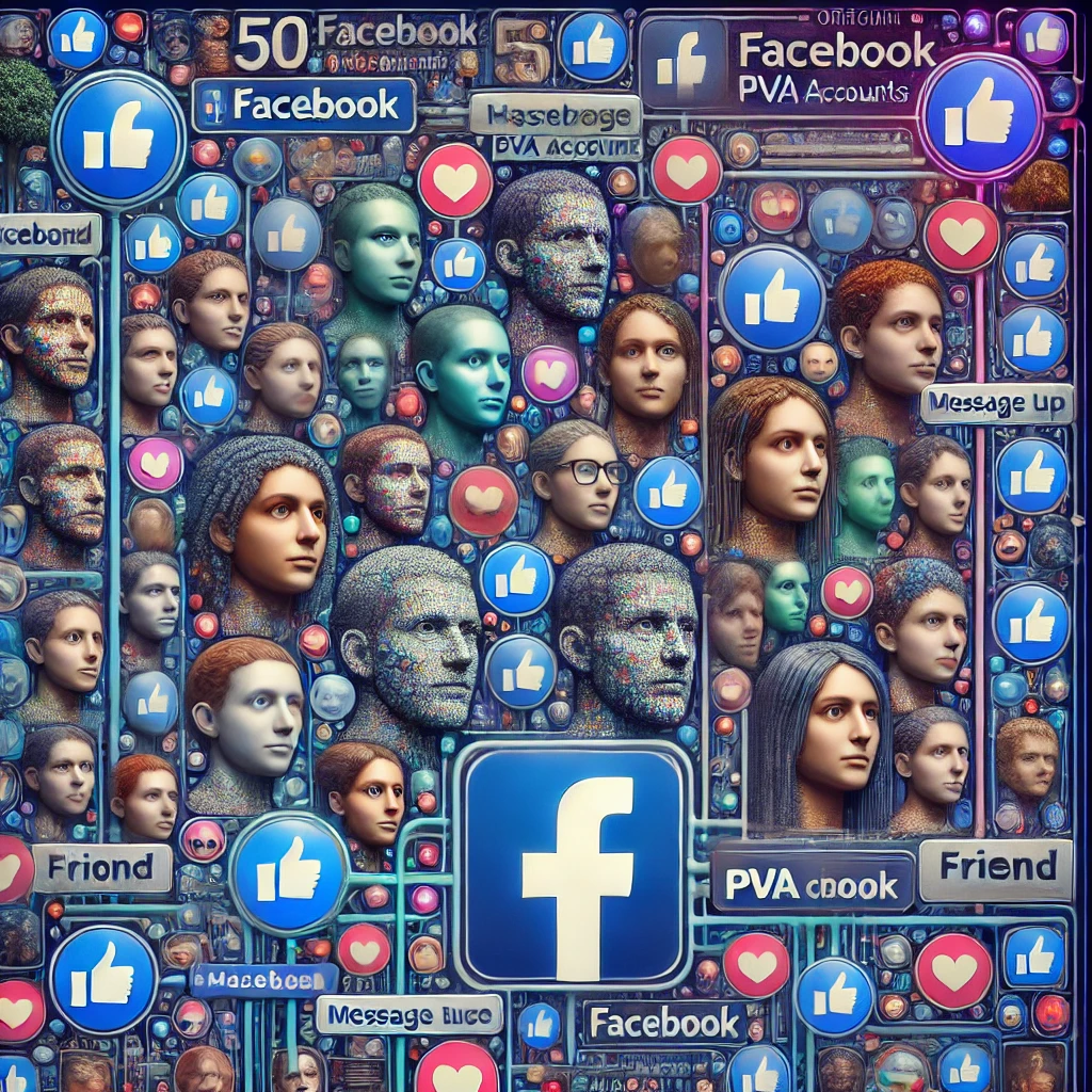 50 Facebook PVA Account with Profile Picture. Registered with IP-RU/UA