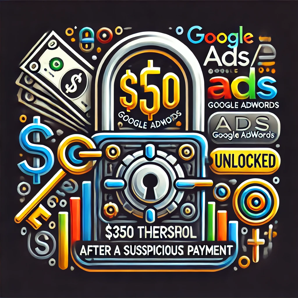 Google Ads/Google AdWords Account US with threshold $350 (Unlocked after suspicious payment)