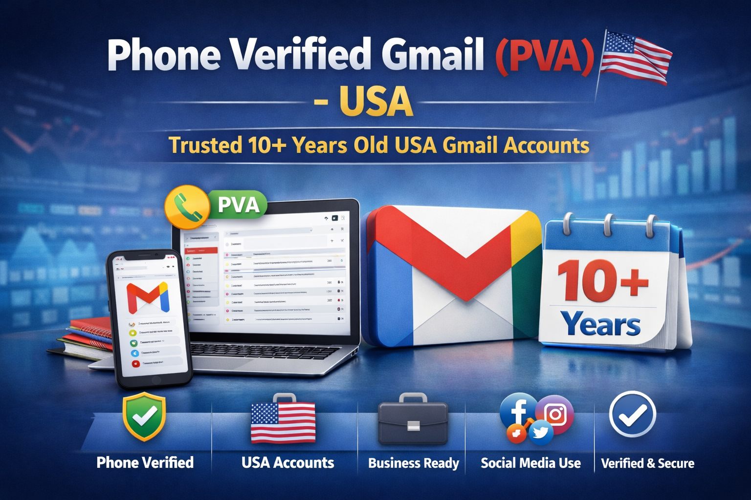 Phone Verified Gmail (PVA) - USA