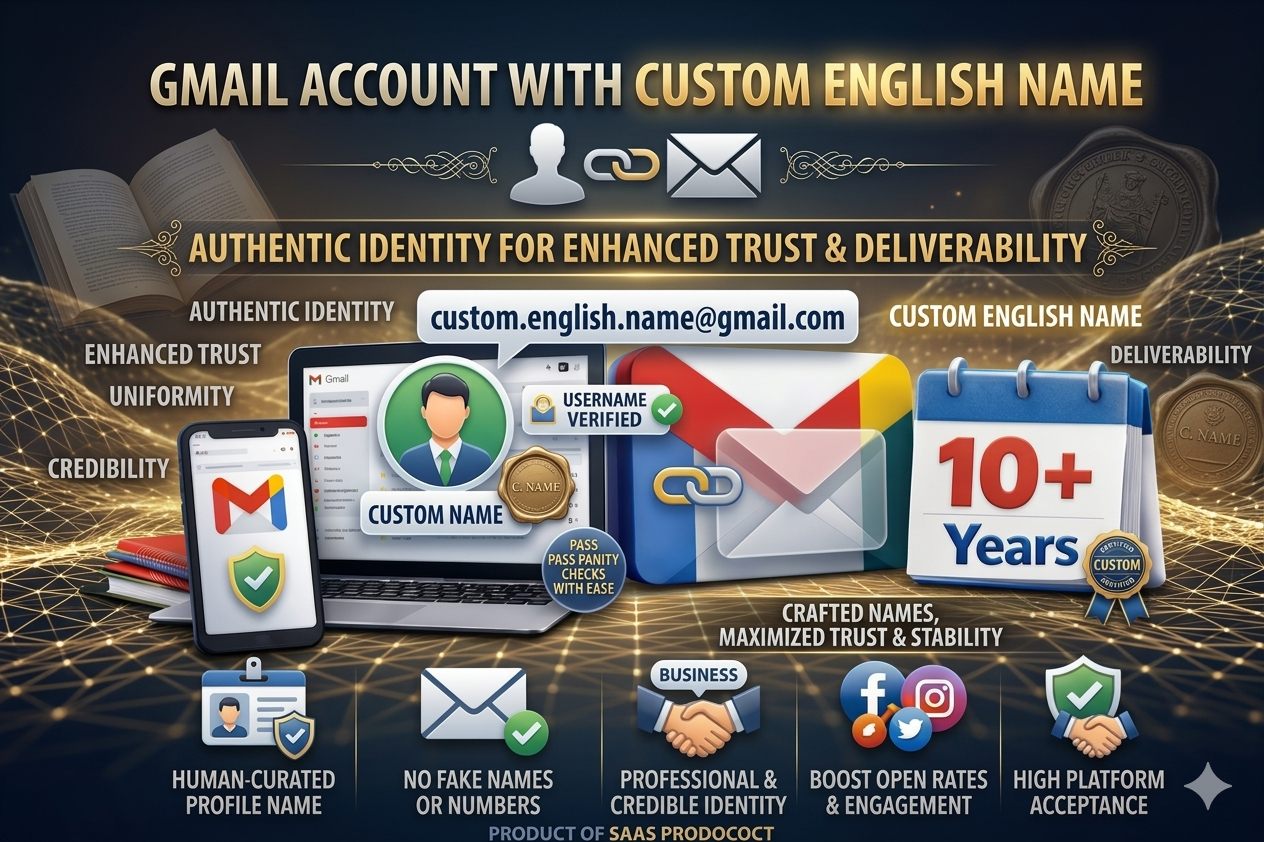 Gmail Account with Custom English Name | Professional Gmail Accounts