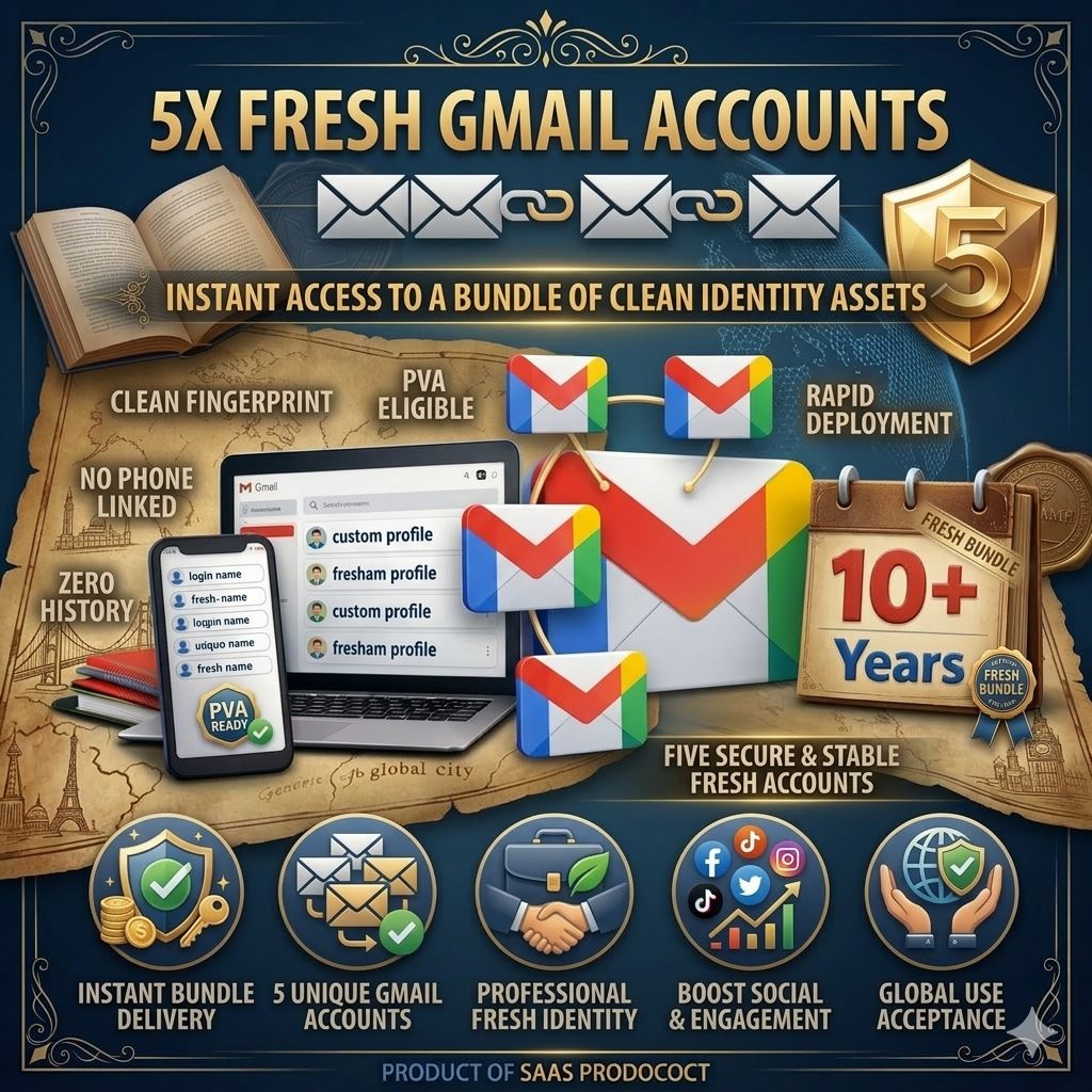 5x Fresh Gmail Accounts